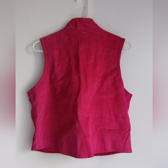 Arizona Jean Company Zip Up Vest 100% Leather Hot Pink Vintage - Picture 4 of 7